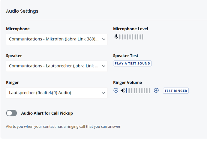 sangoma audio settings
