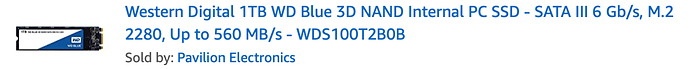 WD 1TB Blue 3D NAND Internal PC SSD - SATA III 6 Gb/s, M.2 2280 WDS100T2B0B