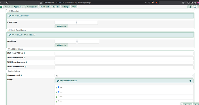 Advanced SIP Settings Codecs