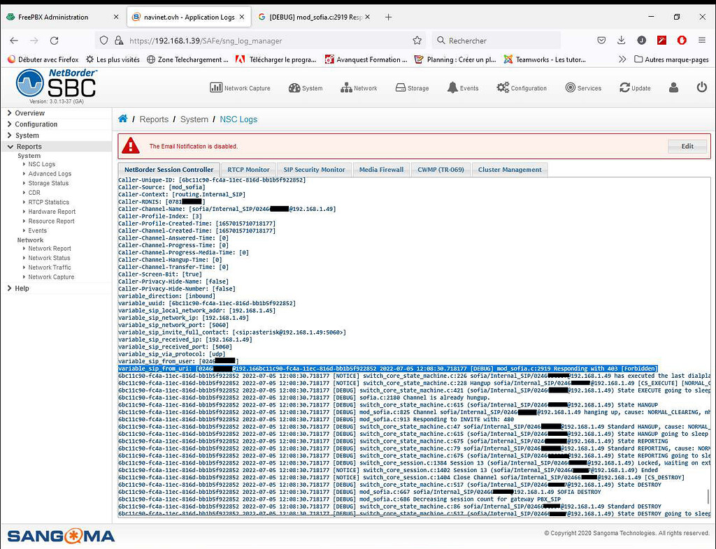 SBC outgoing call problem - Sangoma - FreePBX Community Forums