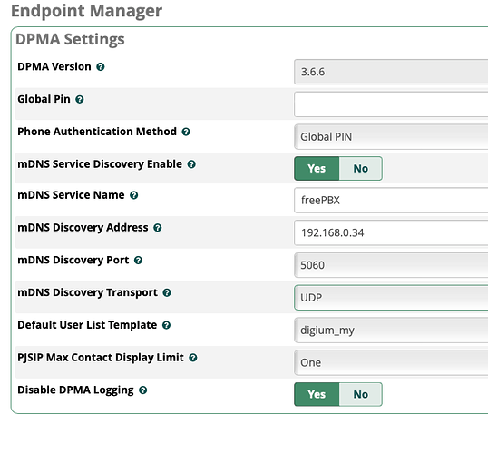 EPM DPMA settings