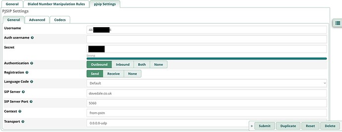 Trunk PJSIP General Settings Configuration